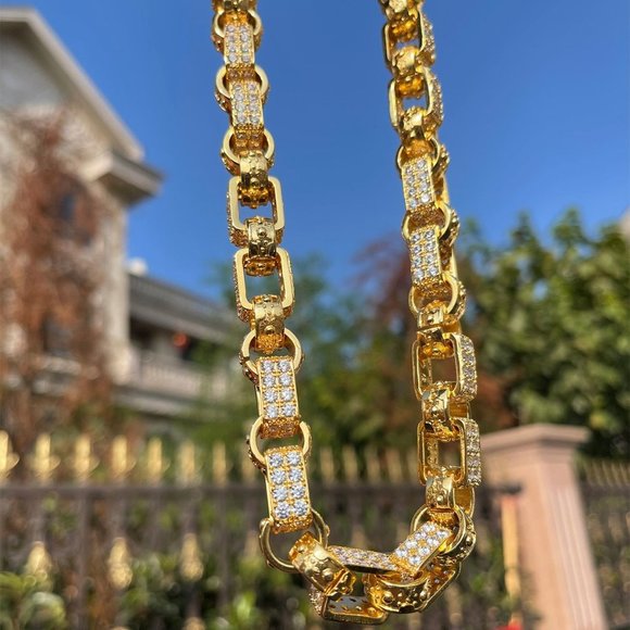 14mm Box Link Men's Necklace  Cuban Chain Choker - Picture 6 of 9